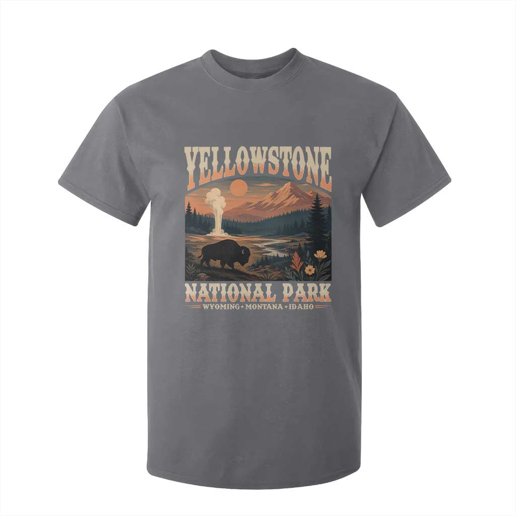 Yellowstone National Park Wyoming Montana Idaho T Shirt For Kid Vintage Bison Geyser