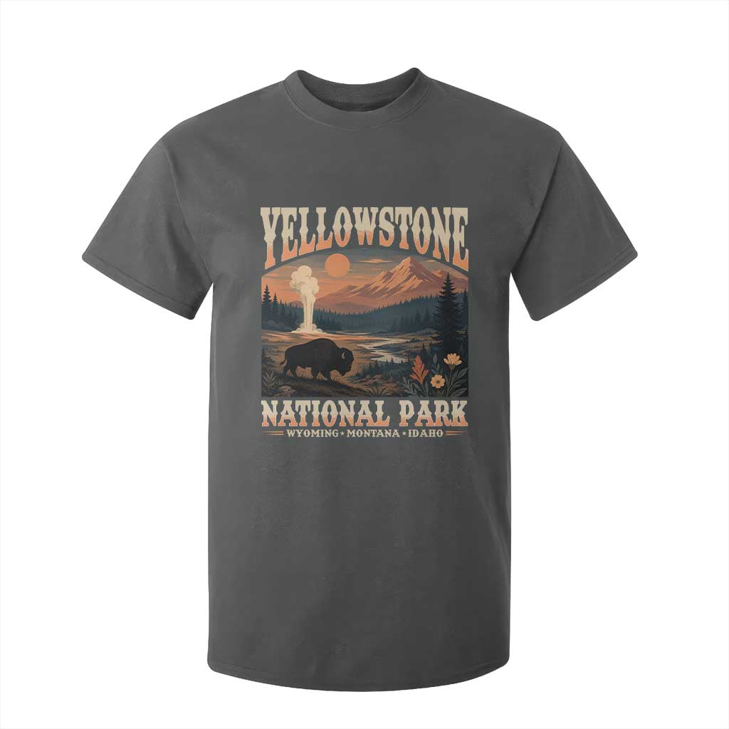 Yellowstone National Park Wyoming Montana Idaho T Shirt For Kid Vintage Bison Geyser