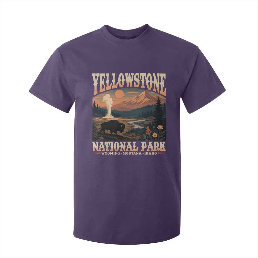 Yellowstone National Park Wyoming Montana Idaho T Shirt For Kid Vintage Bison Geyser