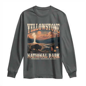 Yellowstone National Park Wyoming Montana Idaho Long Sleeve Shirt Vintage Bison Geyser