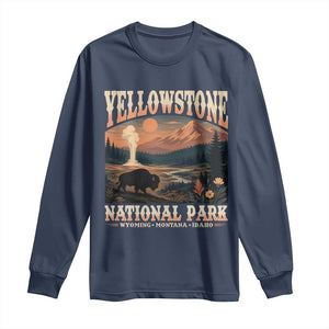 Yellowstone National Park Wyoming Montana Idaho Long Sleeve Shirt Vintage Bison Geyser
