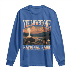 Yellowstone National Park Wyoming Montana Idaho Long Sleeve Shirt Vintage Bison Geyser