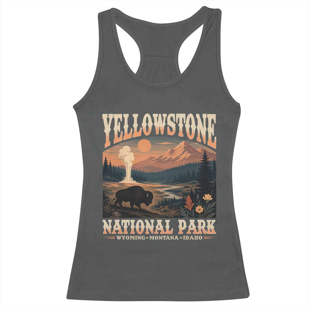 Yellowstone National Park Wyoming Montana Idaho Racerback Tank Top Vintage Bison Geyser