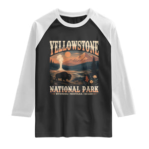 Yellowstone National Park Wyoming Montana Idaho Raglan Shirt Vintage Bison Geyser