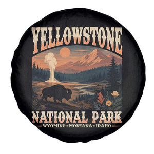 Yellowstone National Park Wyoming Montana Idaho Spare Tire Cover Vintage Bison Geyser