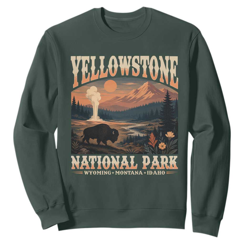 Yellowstone National Park Wyoming Montana Idaho Sweatshirt Vintage Bison Geyser