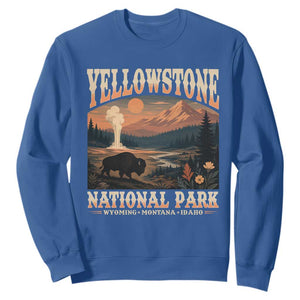 Yellowstone National Park Wyoming Montana Idaho Sweatshirt Vintage Bison Geyser
