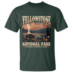 Yellowstone National Park Wyoming Montana Idaho T Shirt Vintage Bison Geyser