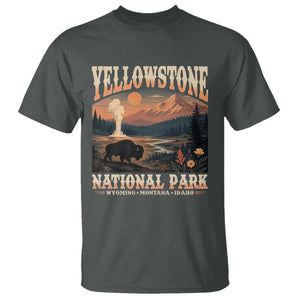 Yellowstone National Park Wyoming Montana Idaho T Shirt Vintage Bison Geyser