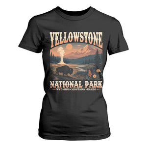 Yellowstone National Park Wyoming Montana Idaho T Shirt For Women Vintage Bison Geyser
