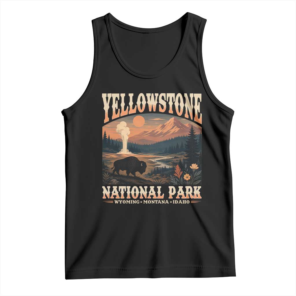Yellowstone National Park Wyoming Montana Idaho Tank Top Vintage Bison Geyser TS11 Black Print Your Wear