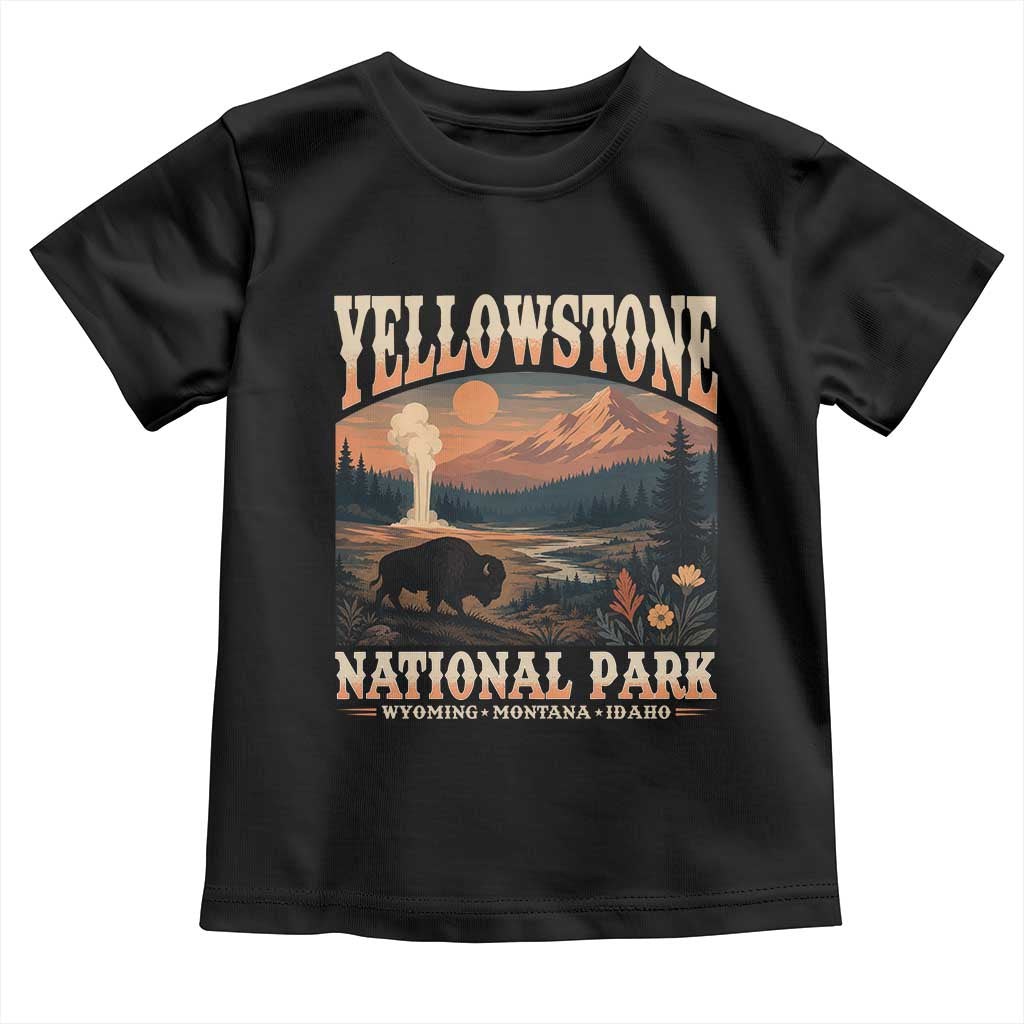 Yellowstone National Park Wyoming Montana Idaho Toddler T Shirt Vintage Bison Geyser TS11 Black Print Your Wear