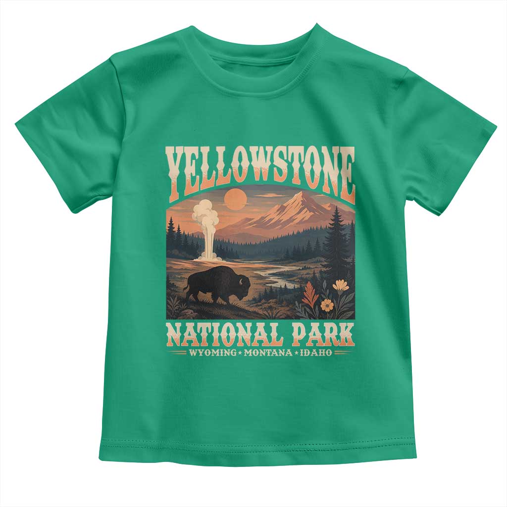 Yellowstone National Park Wyoming Montana Idaho Toddler T Shirt Vintage Bison Geyser