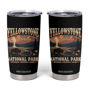 Yellowstone National Park Wyoming Montana Idaho Tumbler Cup Vintage Bison Geyser