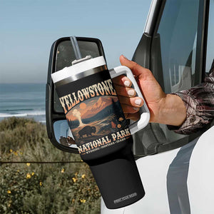 Yellowstone National Park Wyoming Montana Idaho Tumbler With Handle Vintage Bison Geyser
