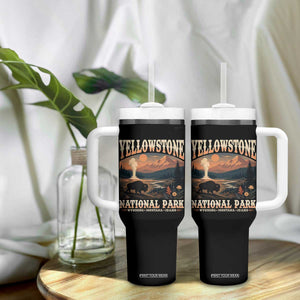 Yellowstone National Park Wyoming Montana Idaho Tumbler With Handle Vintage Bison Geyser