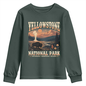 Yellowstone National Park Wyoming Montana Idaho Youth Sweatshirt Vintage Bison Geyser