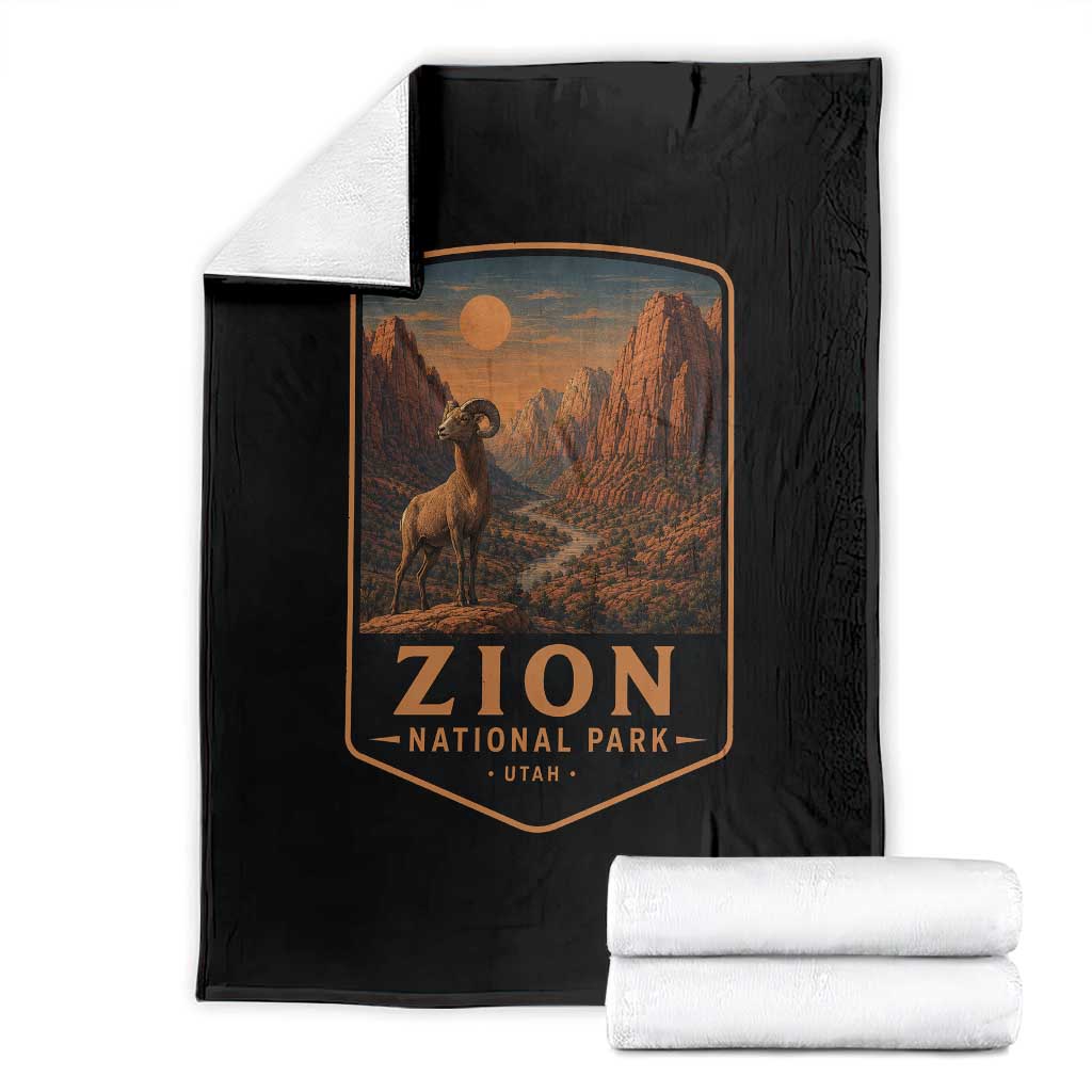 Zion National Park Throw Blanket Vintage The Narrows Utah Bighorn Sheep TS11 Black Print Your Wear