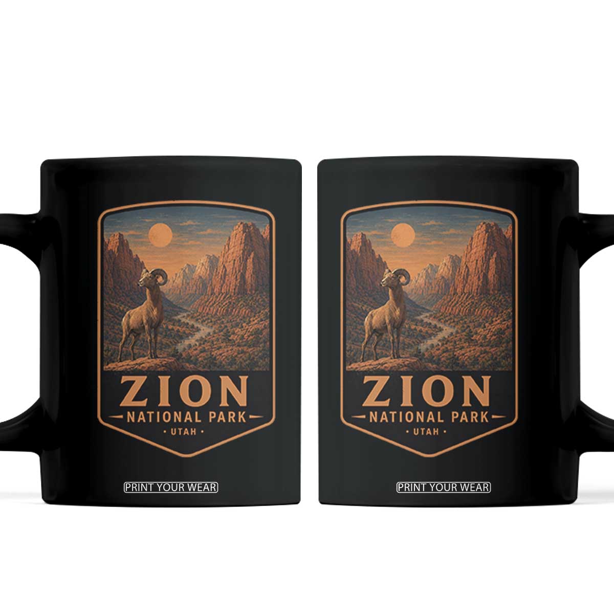 Zion National Park Coffee Mug Vintage The Narrows Utah Bighorn Sheep TS11 Black Print Your Wear