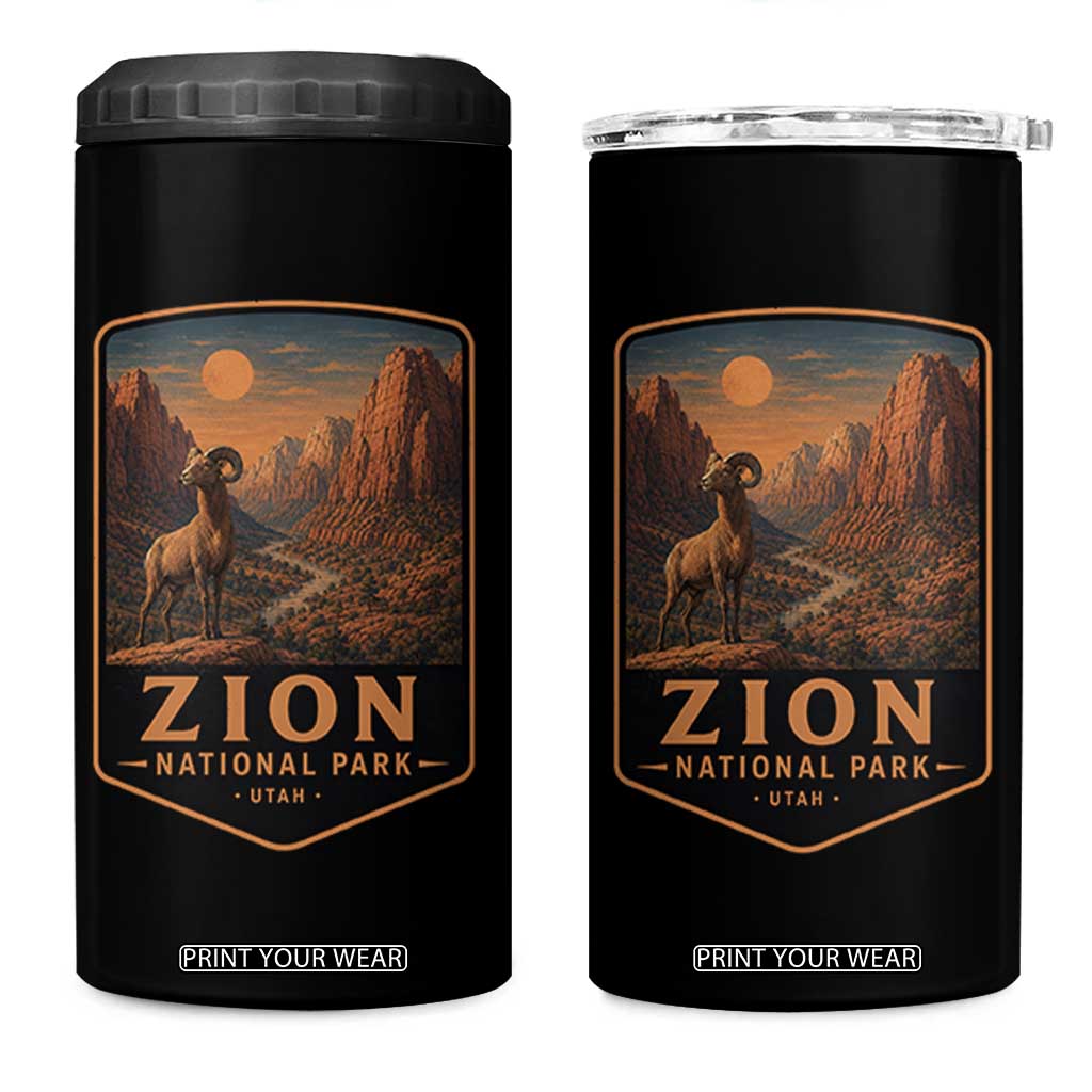 Zion National Park 4 in 1 Can Cooler Tumbler Vintage The Narrows Utah Bighorn Sheep
