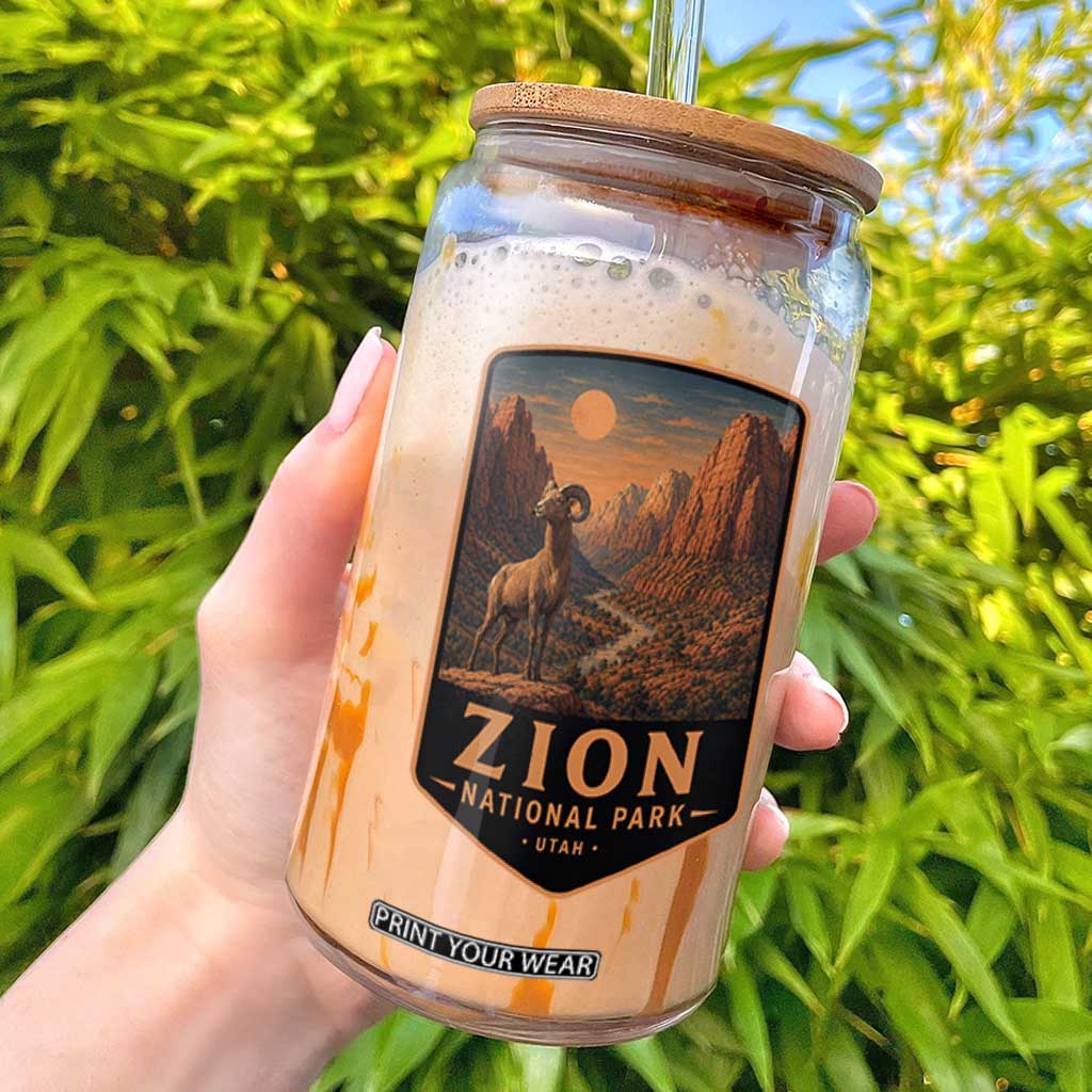 Zion National Park Glass Can Vintage The Narrows Utah Bighorn Sheep TS11 Black Print Your Wear