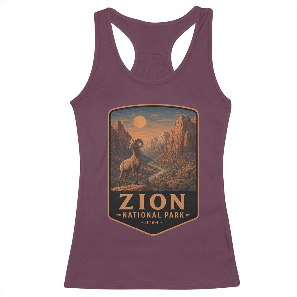 Zion National Park Racerback Tank Top Vintage The Narrows Utah Bighorn Sheep