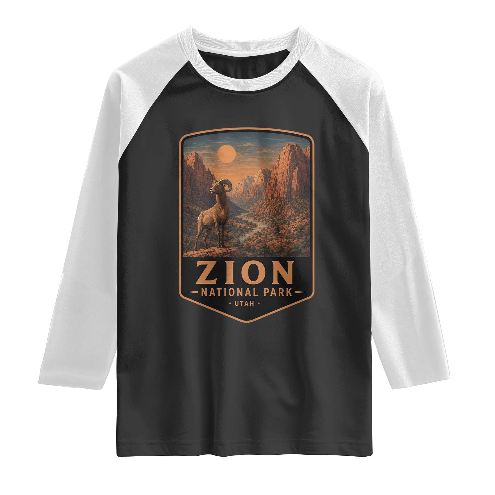 Zion National Park Raglan Shirt Vintage The Narrows Utah Bighorn Sheep TS11 Black White Print Your Wear
