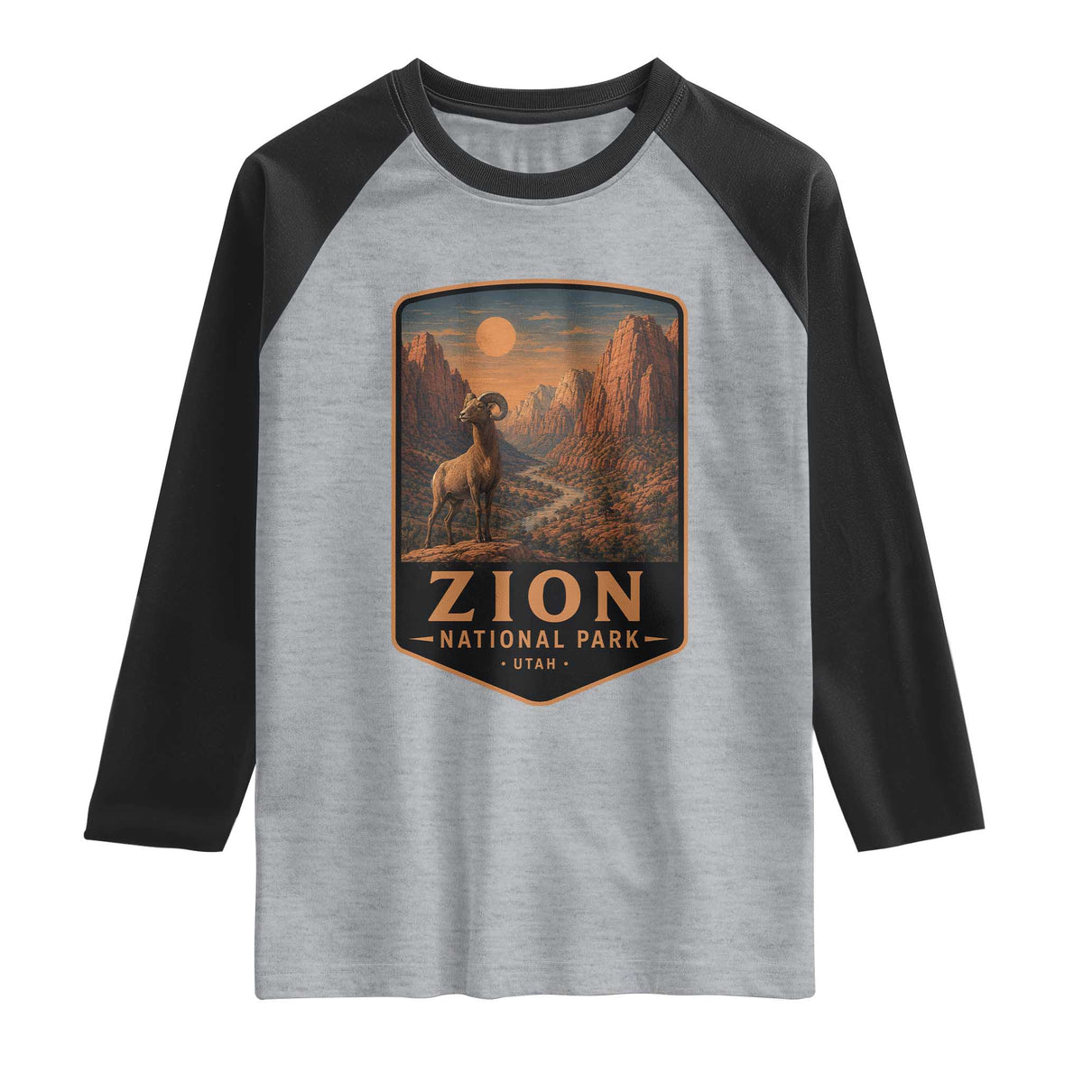 Zion National Park Raglan Shirt Vintage The Narrows Utah Bighorn Sheep
