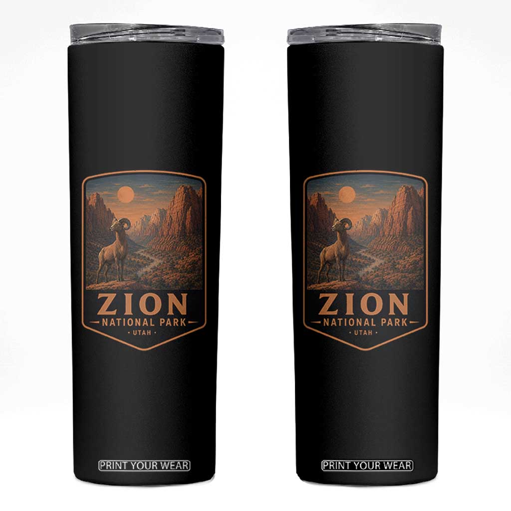 Zion National Park Skinny Tumbler Vintage The Narrows Utah Bighorn Sheep TS11 Black Print Your Wear