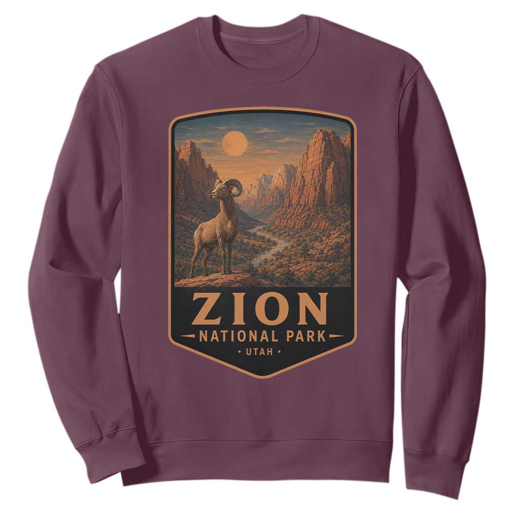 Zion National Park Sweatshirt Vintage The Narrows Utah Bighorn Sheep