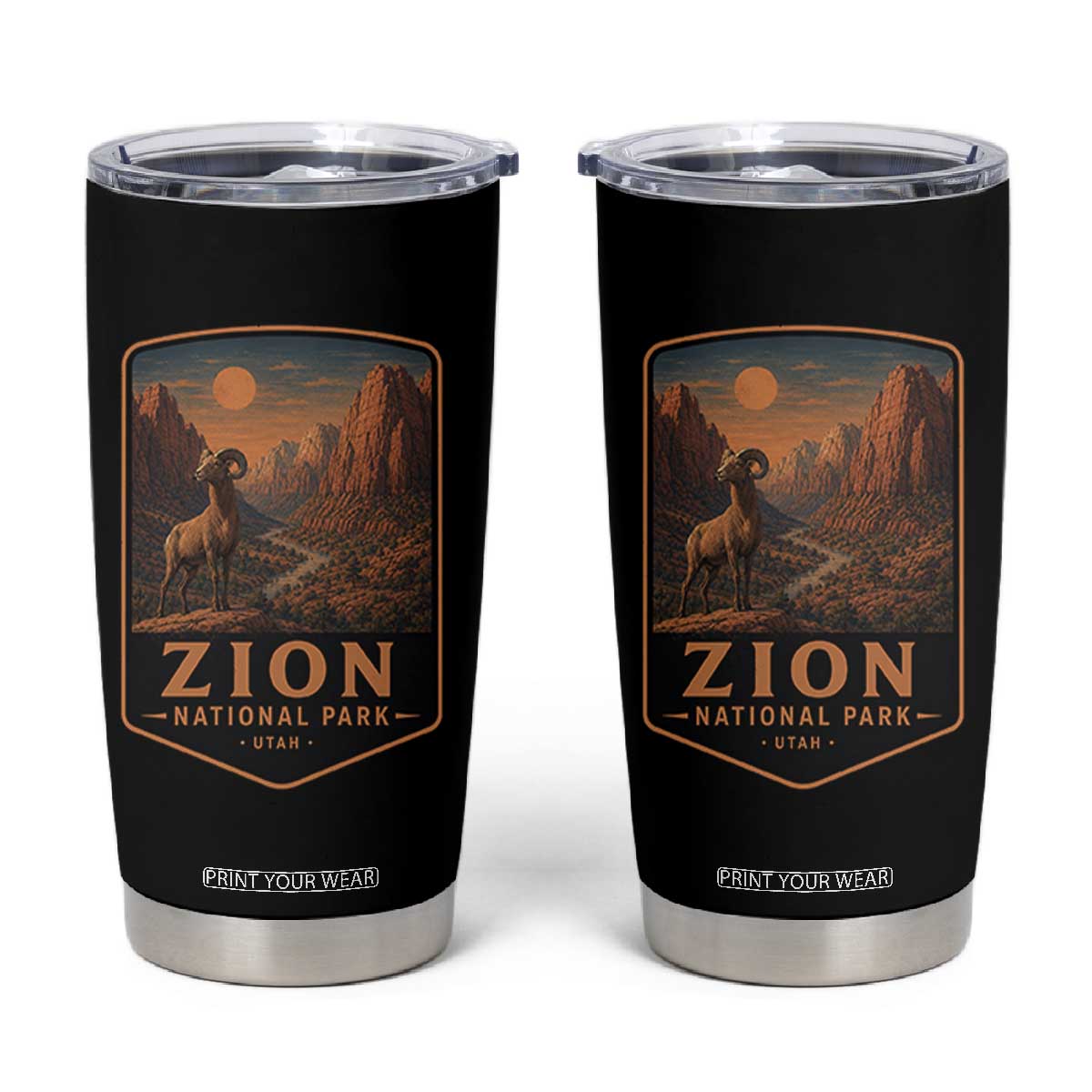 Zion National Park Tumbler Cup Vintage The Narrows Utah Bighorn Sheep