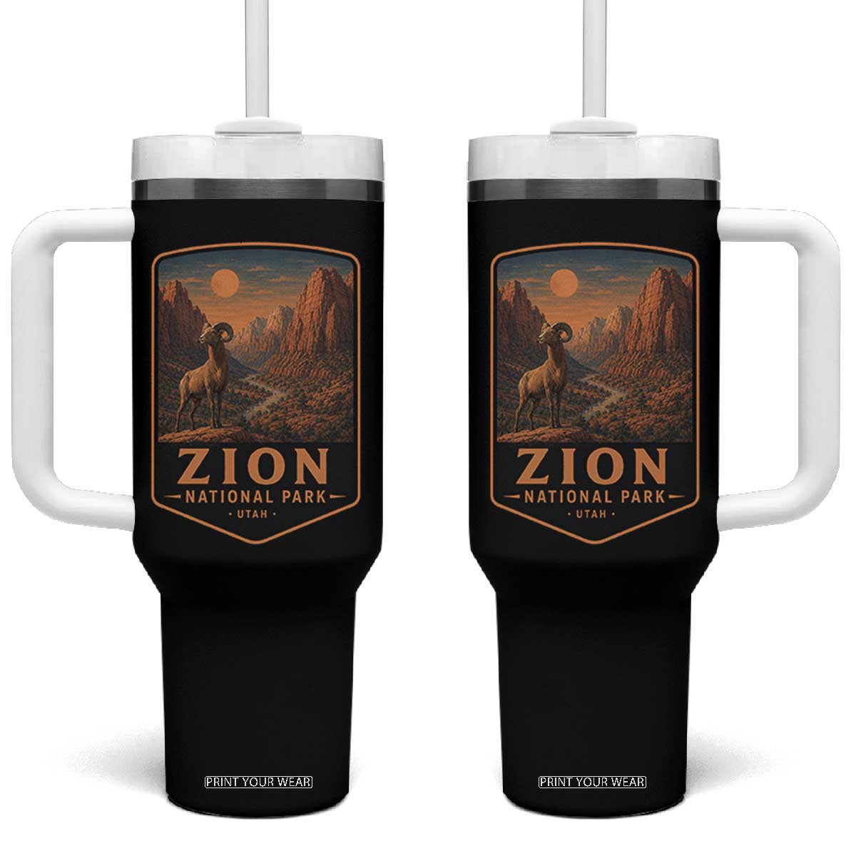 Zion National Park Tumbler With Handle Vintage The Narrows Utah Bighorn Sheep