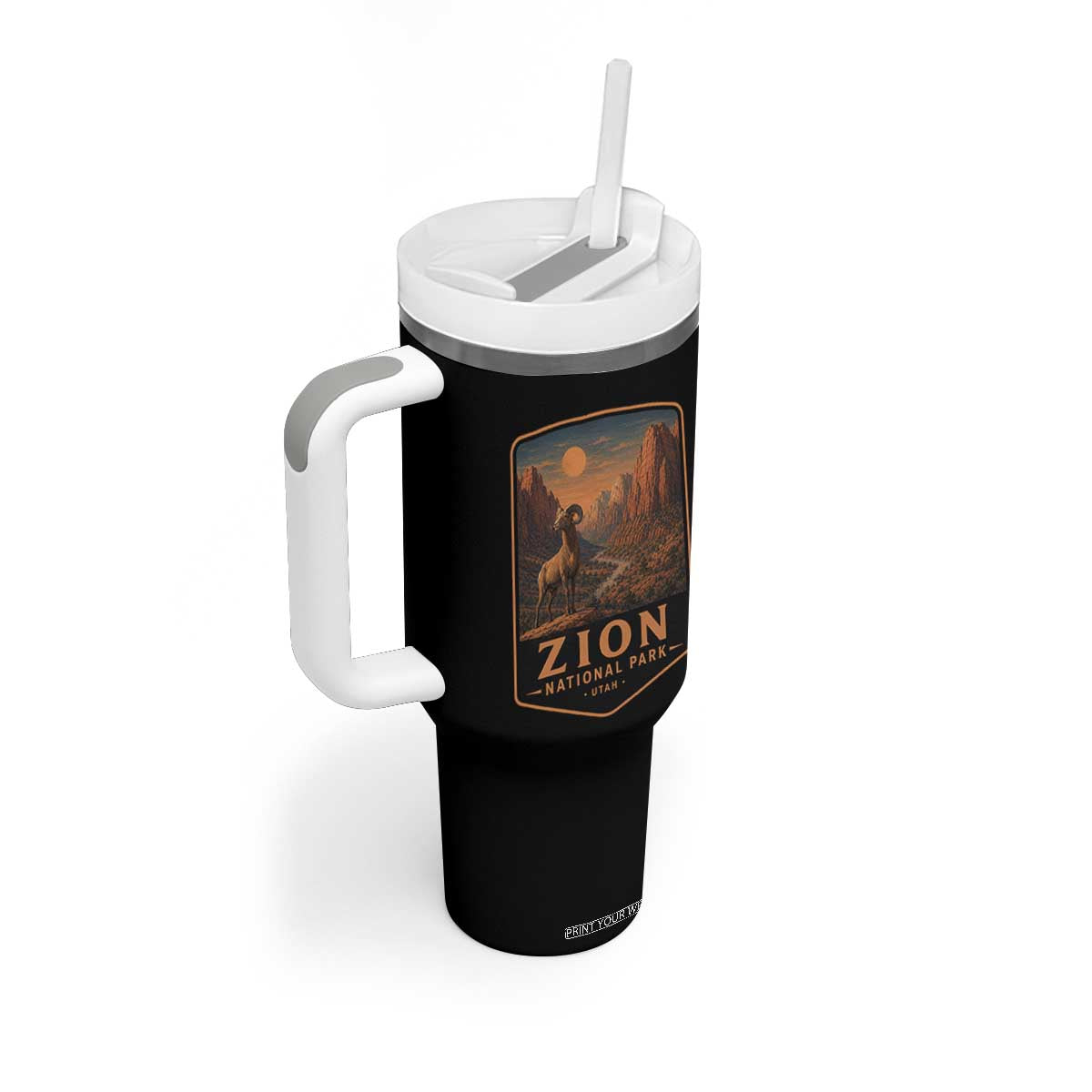 Zion National Park Tumbler With Handle Vintage The Narrows Utah Bighorn Sheep