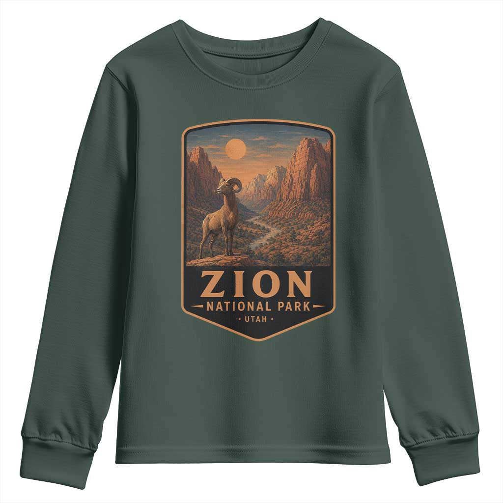 Zion National Park Youth Sweatshirt Vintage The Narrows Utah Bighorn Sheep