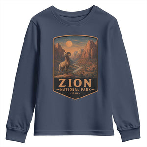 Zion National Park Youth Sweatshirt Vintage The Narrows Utah Bighorn Sheep