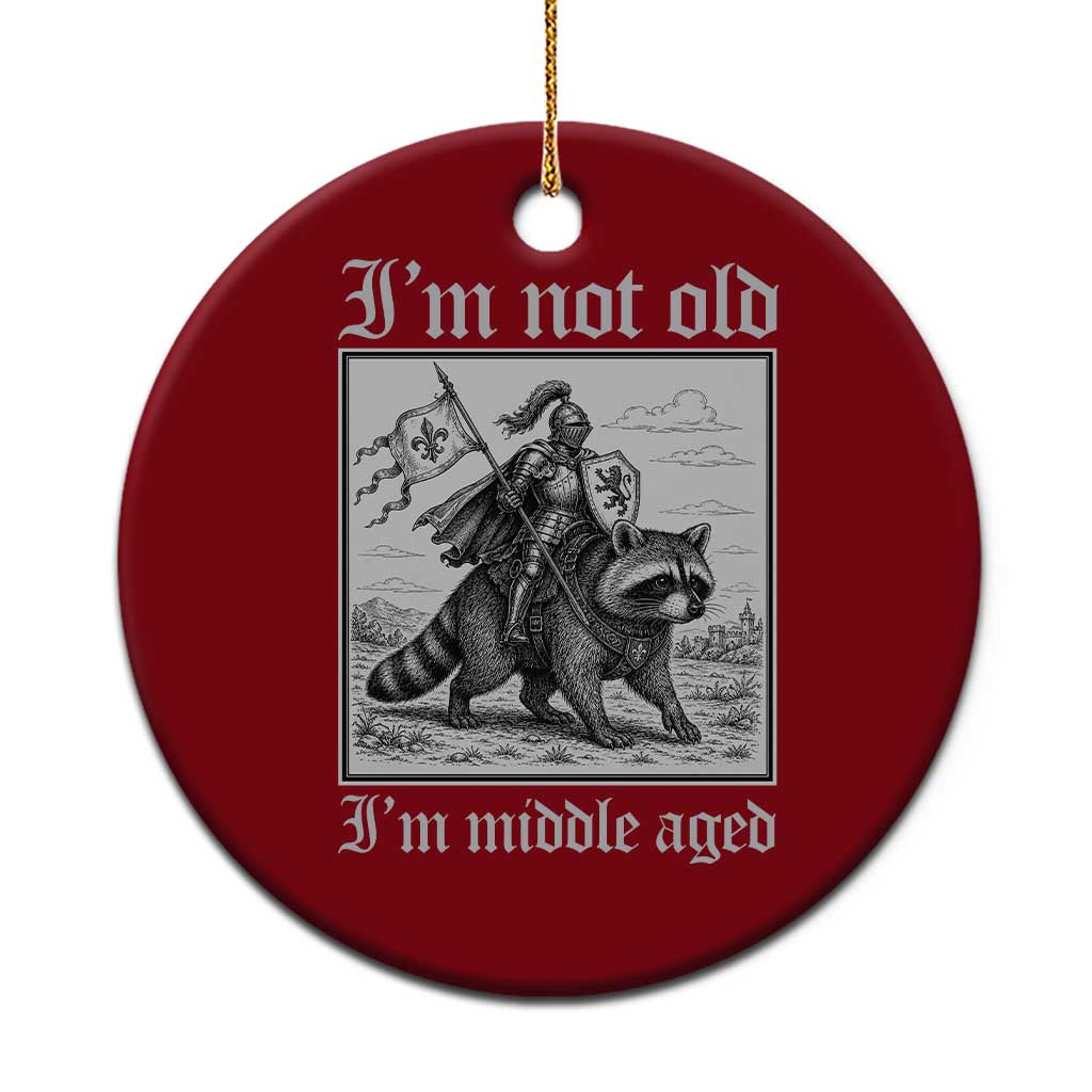 I Am Not Old I Am Middle Aged Ceramic Ornament Medieval Knight Riding Raccoon Funny Ren Faire TS11 1pc Red Print Your Wear