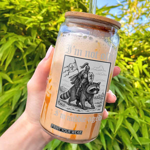 I Am Not Old I Am Middle Aged Glass Can Medieval Knight Riding Raccoon Funny Ren Faire