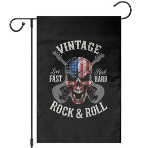 Vintage Rock and Roll Skull Guitar Rocker Garden Flag Live Fast Rock Hard American Flag