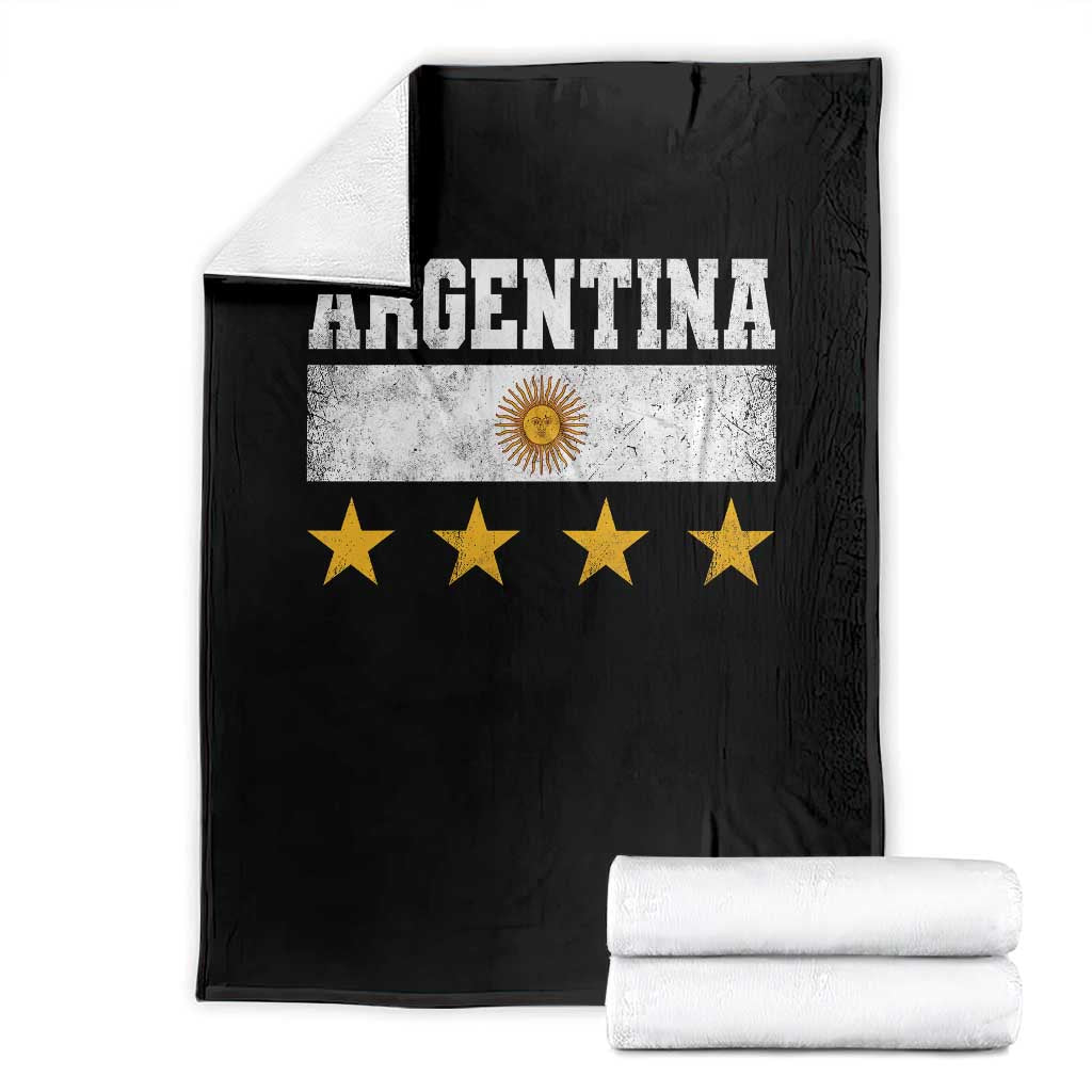 Argentina Champions 2026 4th Star Throw Blanket Vintage Sol De May and Stripes
