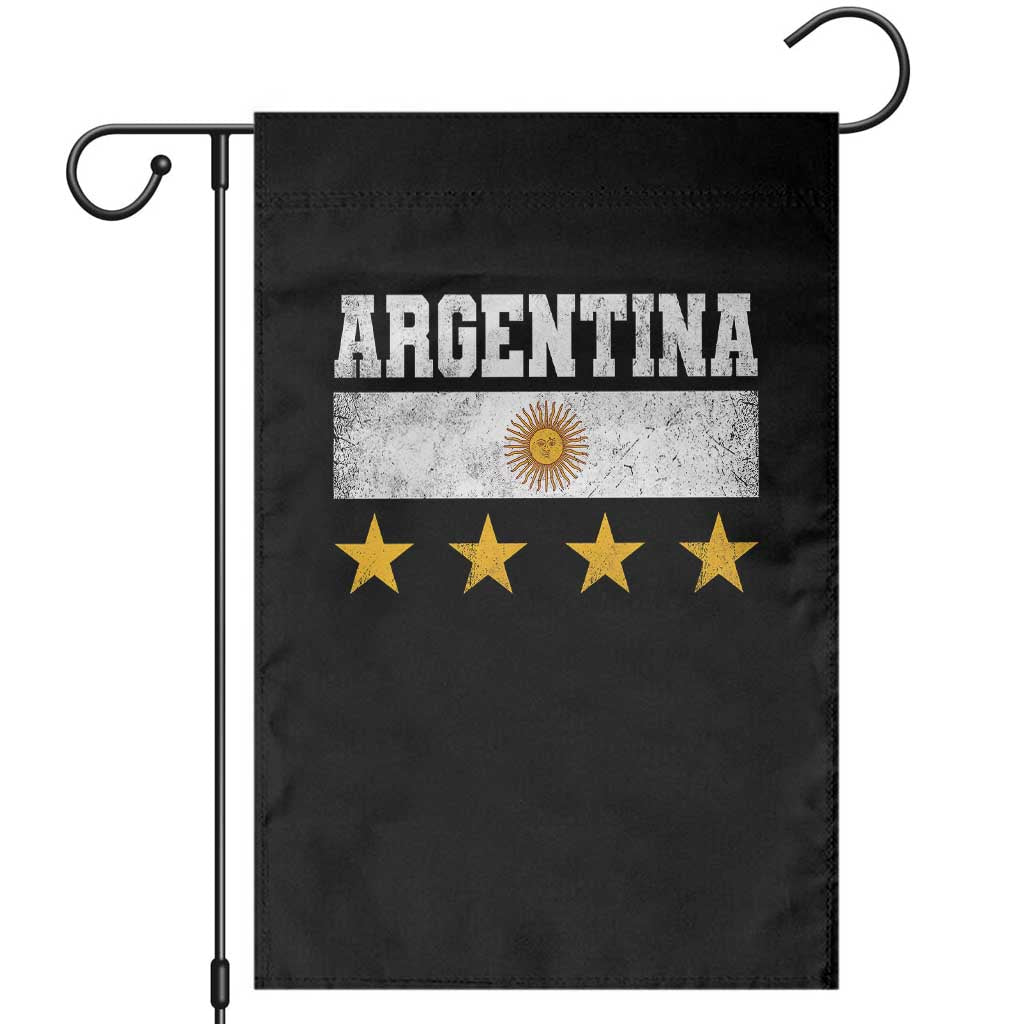 Argentina Champions 2026 4th Star Garden Flag Vintage Sol De May and Stripes TS11 Black Print Your Wear