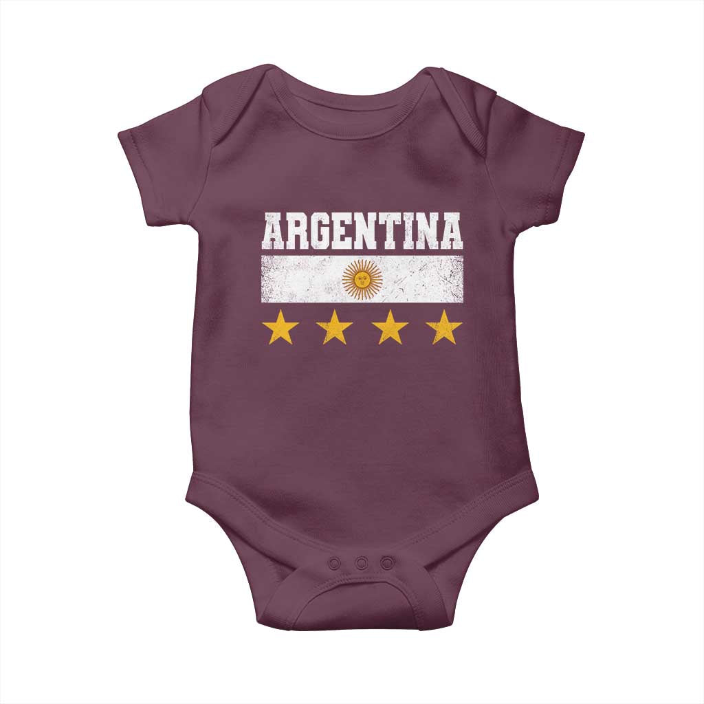 Argentina Champions 2026 4th Star Baby Onesie Vintage Sol De May and Stripes