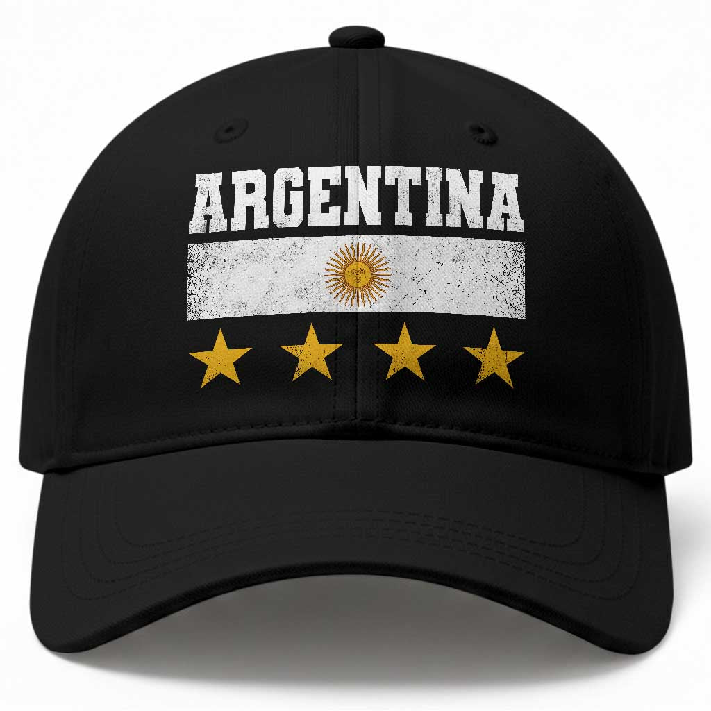 Argentina Champions 2026 4th Star Baseball Cap Vintage Sol De May and Stripes TS11 Print Your Wear