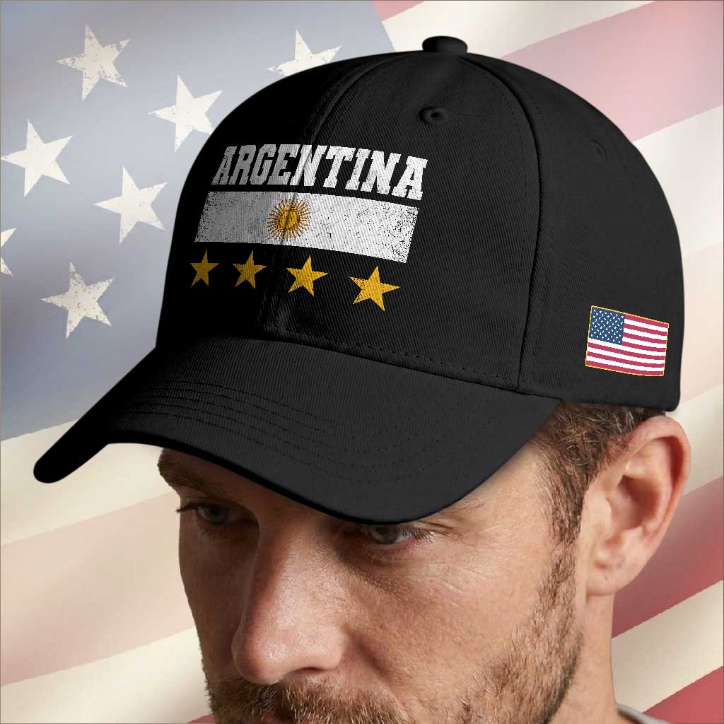 Argentina Champions 2026 4th Star Baseball Cap Vintage Sol De May and Stripes