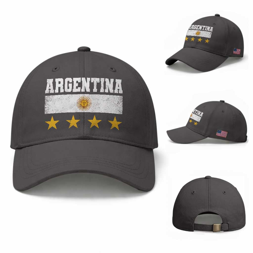 Argentina Champions 2026 4th Star Baseball Cap Vintage Sol De May and Stripes