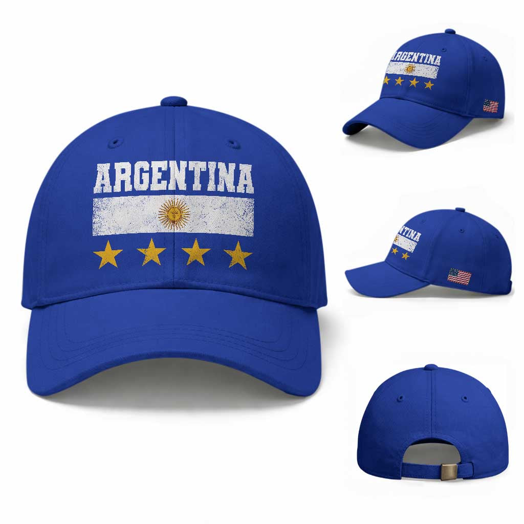 Argentina Champions 2026 4th Star Baseball Cap Vintage Sol De May and Stripes