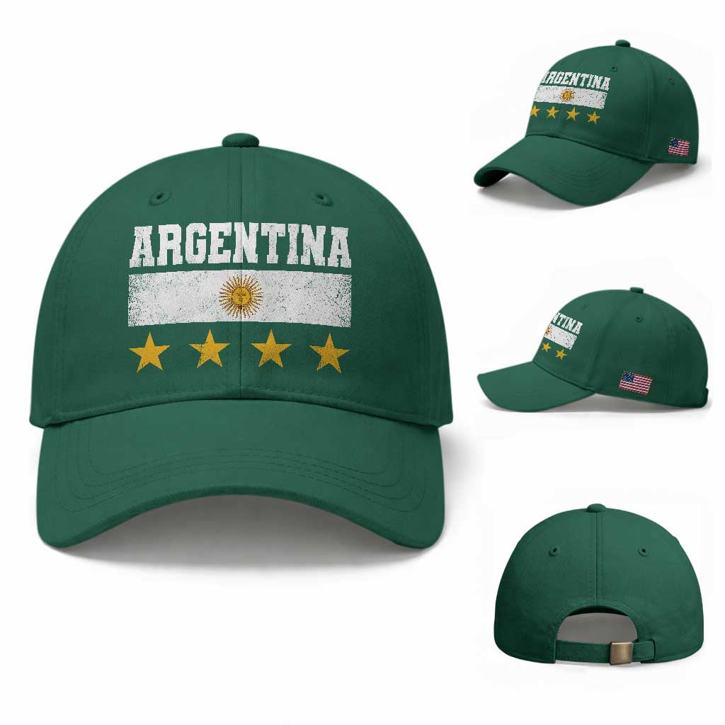Argentina Champions 2026 4th Star Baseball Cap Vintage Sol De May and Stripes