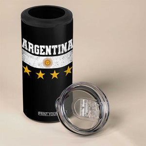 Argentina Champions 2026 4th Star 4 in 1 Can Cooler Tumbler Vintage Sol De May and Stripes