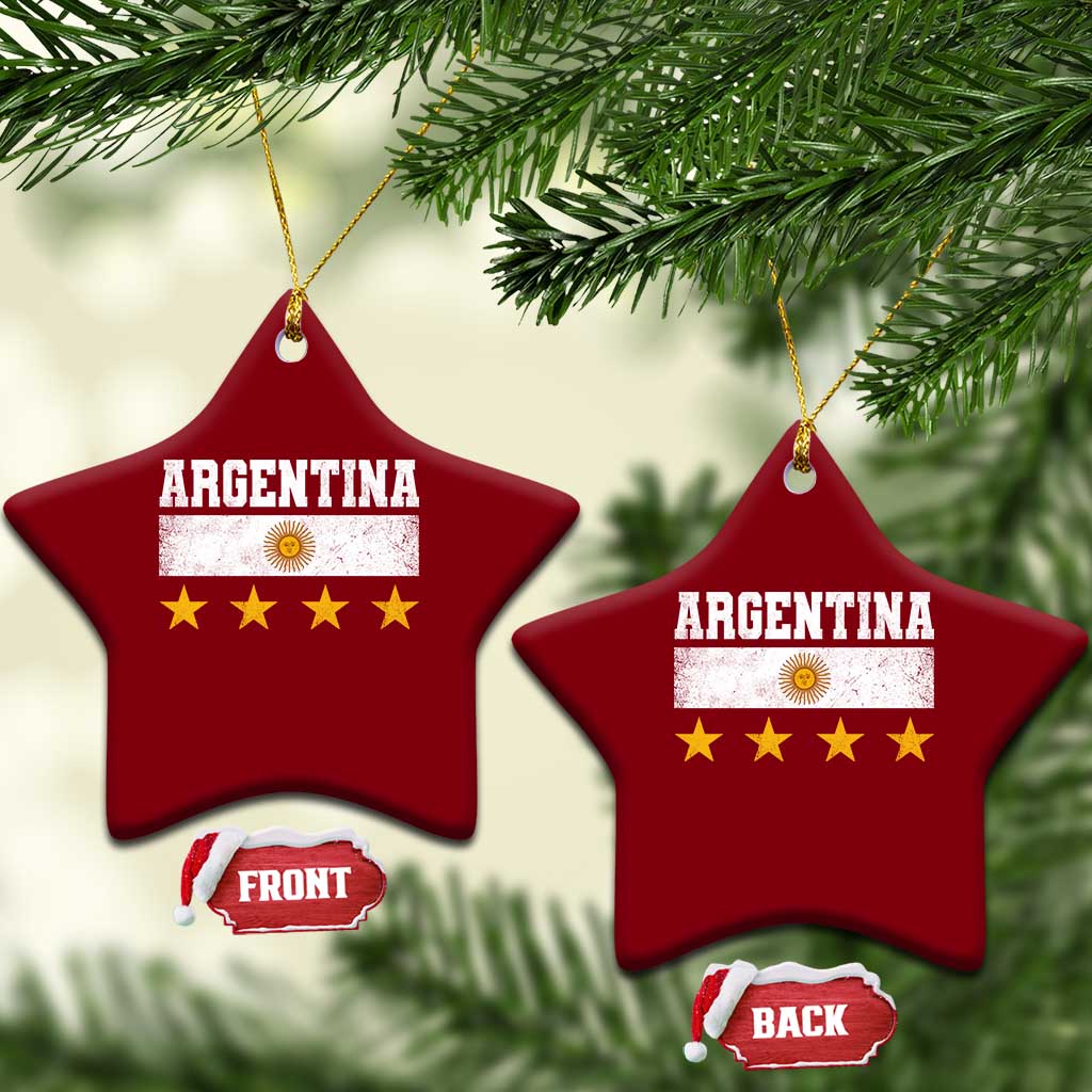Argentina Champions 2026 4th Star Ceramic Ornament Vintage Sol De May and Stripes
