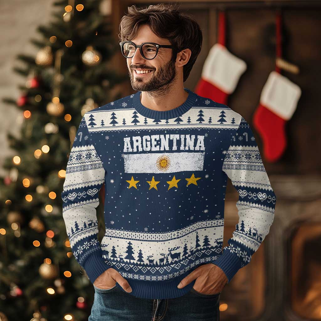 Argentina Champions 2026 4th Star Ugly Christmas Sweater Vintage Sol De May and Stripes