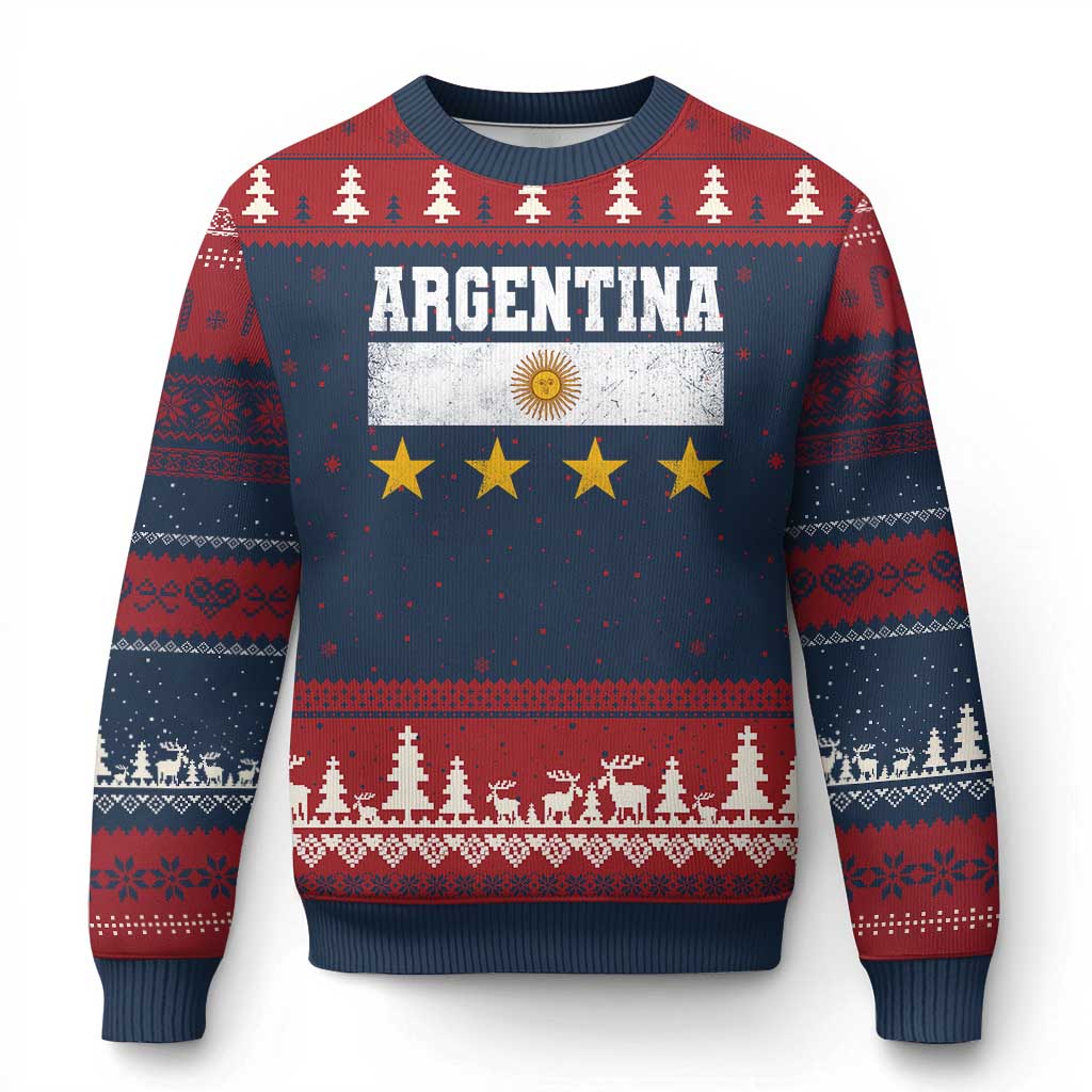 Argentina Champions 2026 4th Star Ugly Christmas Sweater Vintage Sol De May and Stripes